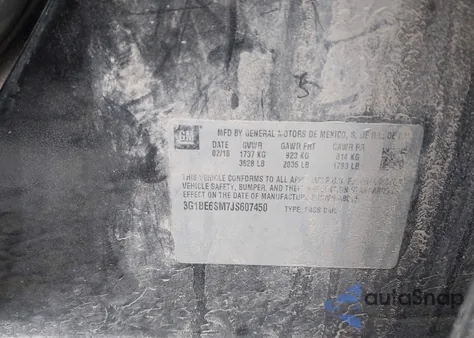 2018 Chevrolet Cruze Lt Auto from USA, damaged, VIN 3G1BE6SM7JS607450